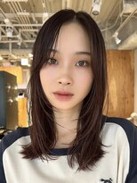 ノイカーム(noi Calm) 顔周りレイヤーカットくびれヘアミルクティーベージュカラー