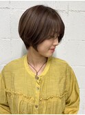 ショートボブ/艶カラー/くびれ/大人ショート/透明感ブラウン