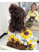 【浴衣ヘア】ボブの方の浴衣ヘア☆お団子ハーフアップ
