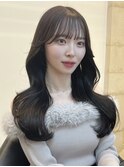 人気韓国ヘア 小顔周りカット レイヤーロング 韓国風巻き 大宮