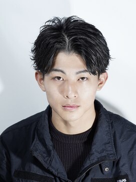 アルファ 新宿(alpha) サーフカール/ 刈り上げセンターパート/ブルーブラック[新宿駅]