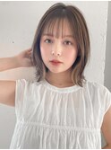 美髪ミニウルフホワイトグレージュイヤリングカラー外ハネボブa