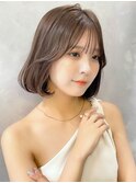 丸顔 内巻き韓国ボブ チョコレートベージュ 垢抜けM20250913