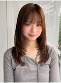 韓国ヘア レイヤーカット 小顔 ココアベージュ 黒髪"