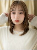 ハイライト顔周りレイヤーカットミディアムウルフA5川口20代30代