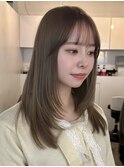 韓国風/レイヤー/前髪カット/オリーブ/透明感/ハッシュカット