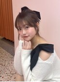 フレンチバングでちょっぴり甘めヘアに☆結んでも可愛い顔まわり