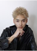 スパイキーショート 鹿児島メンズ ハイトーン ベージュカラー