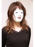 【coma中野】ベージュラフレイヤーカットミディ無造作カール