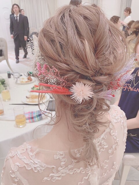 結婚式お呼ばれスタイル☆可愛い編みおろしヘア