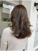 小顔愛されミディアムツヤ感カラーダークミントグレージュ