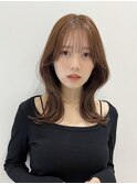 大人ヘア前髪ありひし形ワンホンヘアくびれ面長丸顔K20240406