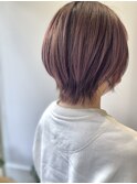 【 ショートウルフ × ピンクベージュ 】
