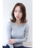 伸ばしかけ前髪外ハネボブアッシュベージュカラー奈良清水