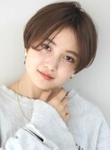 前髪長め すっきり 丸み マッシュショート ニュアンスパーマ