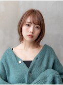 大人かわいい前髪セシルカットココアブラウンフリンジウェーブ