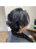 濡れ髪パーマショート暗髪ふわくしゅ無造作【カミケン清明店】
