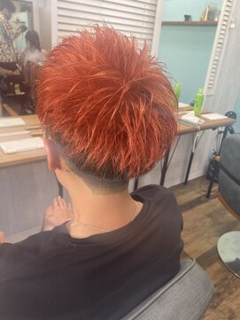 テーラヘアー 南行徳店(TELA HAIR) ジェットモヒカン×ディープオレンジ【TELA HAIR南行徳】