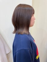 アヴァンセ サニー美容室&nbsp;切りっぱなしボブ/イヤリングカラー/ベージュカラー