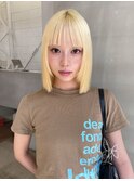抜きっぱなしブリーチ / ハイトーンボブ / 牧野