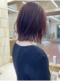 ブリーチなし切りっぱなしボブミディアムレイヤーボブ秋カラーre