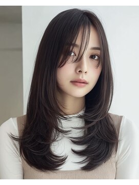 オンク 新宿(onk) 黒髪/グレーベージュ/レイヤーロング/前髪パーマ[新宿駅]