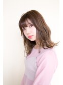 ミディアムレイヤースタイル/くびれミディアム/韓国風巻き髪