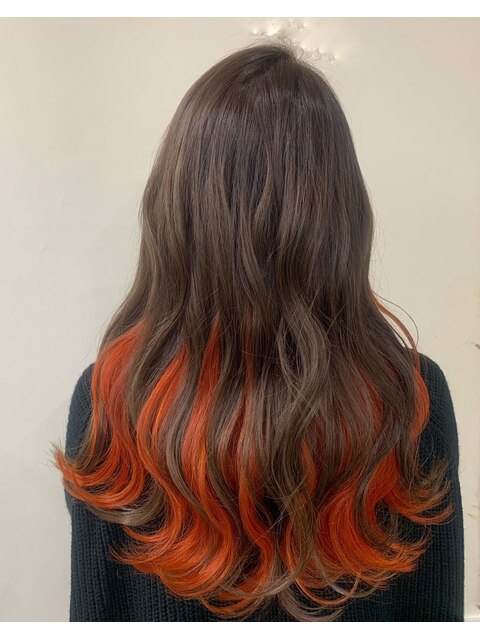 裾カラーインナーカラーオレンジ