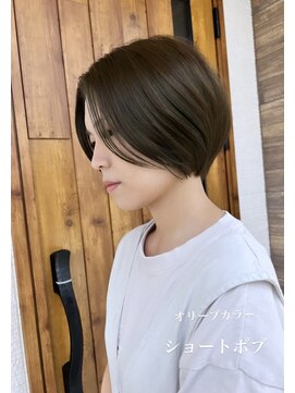 ラポードヘアークラフト(RAPPORD hair craft) ショートボブ×オリーブ