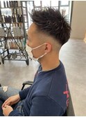 メンズフェードカット爽やかパーマ短めツーブロック