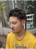 men's/オールバック/スパイラルパーマ/ハイライト/メッシュ