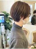 ナチュラルハイライト丸みショート前髪長め襟足短め赤羽美容院