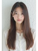王道ストレートロング × 美髪ブラウン