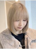 !ダブルカラーハイトーンカラーケアブリーチ金髪ボブ#原宿