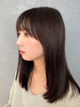 仙台/髪質改善/斜めバング♪ココアブラウン×うる艶ストレート