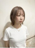 レイヤーボブ/ミルクティーベージュ/顔まわりカット#
