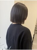 【Cuem 小原】グレージュ　切りっぱなしボブ　極細ハイライト