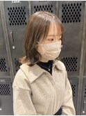 ひし形ボブ/くびれヘア/オリーブベージュ