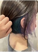イメチェン★グリンとパープルインナーカラーボブ/大人ガーリー