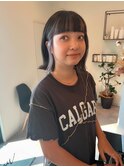 イヤリングカラー切りっぱなしボブデザインカラーケアブリーチ