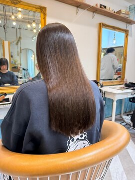 ロンドアベニール 北千住(Lond avenir) ブリーチなしチェリーブラウン髪質改善縮毛矯正酸性ストレート