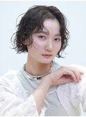 レイヤーボブウルフパーマくせ毛風パーマセンターパート