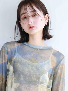 ムウ 難波(MOU) ボブクールショート前髪イメチェンピンクベージュ30代40代50代