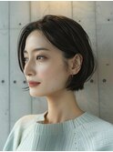 【40代50代60代】大人ショート／前髪なし／白髪ぼかし／耳かけ