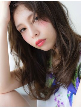 ヘアデザイン ソラ(Sola) 無造作セミロング×センターパート×透明感ブラウン