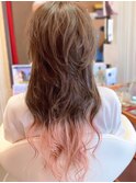毛先グラデーション×ペールピンク