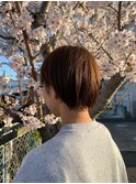 耳かけショート/アッシュグレージュ