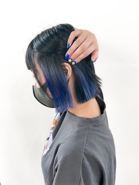オル(Olu) 【MASAYA】ブルーインナーカラー×切りっぱなしボブ