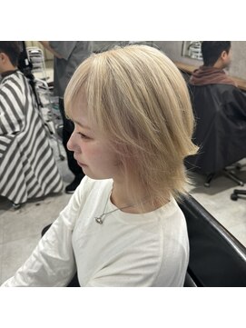 クリーム 大宮(CREAM) ホワイトブロンド×イヤリングピンクベージュ