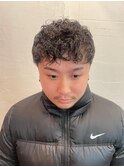 MEN'S HAIRマッシュウルフアッシュブラックカルマパーマ
